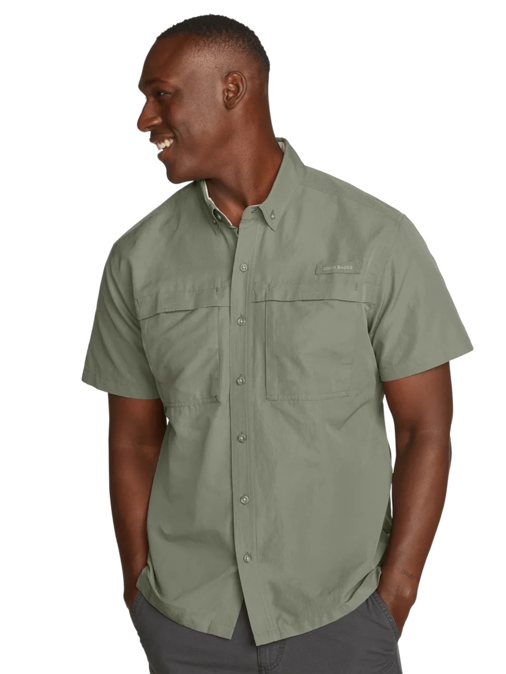 NWT Eddie Bauer Rainier Ripstop Shirt Mens XL Green Vent UPF 50+ Fishing Hiking